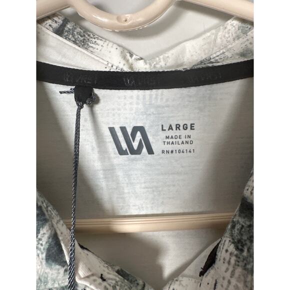 Vrst New Men's Cream Rainwater Leaves Print Golf Polo Large UV Protection - Picture 9 of 10